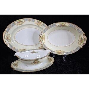 VTG Noritake Rose China Occupied Japan 3-Pc Serving Set – Bowl, Platter & Sauce